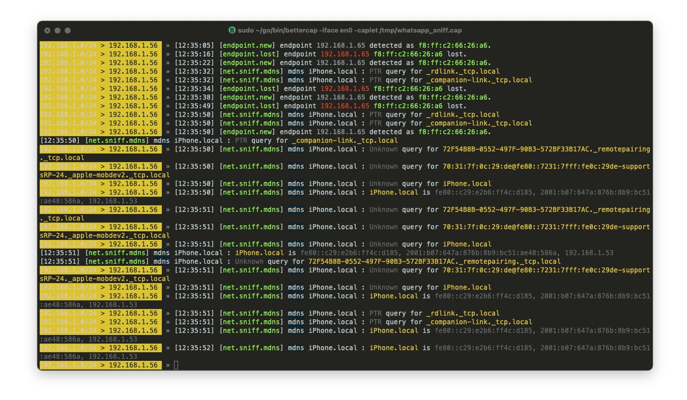bettercap in azione sulla rete locale