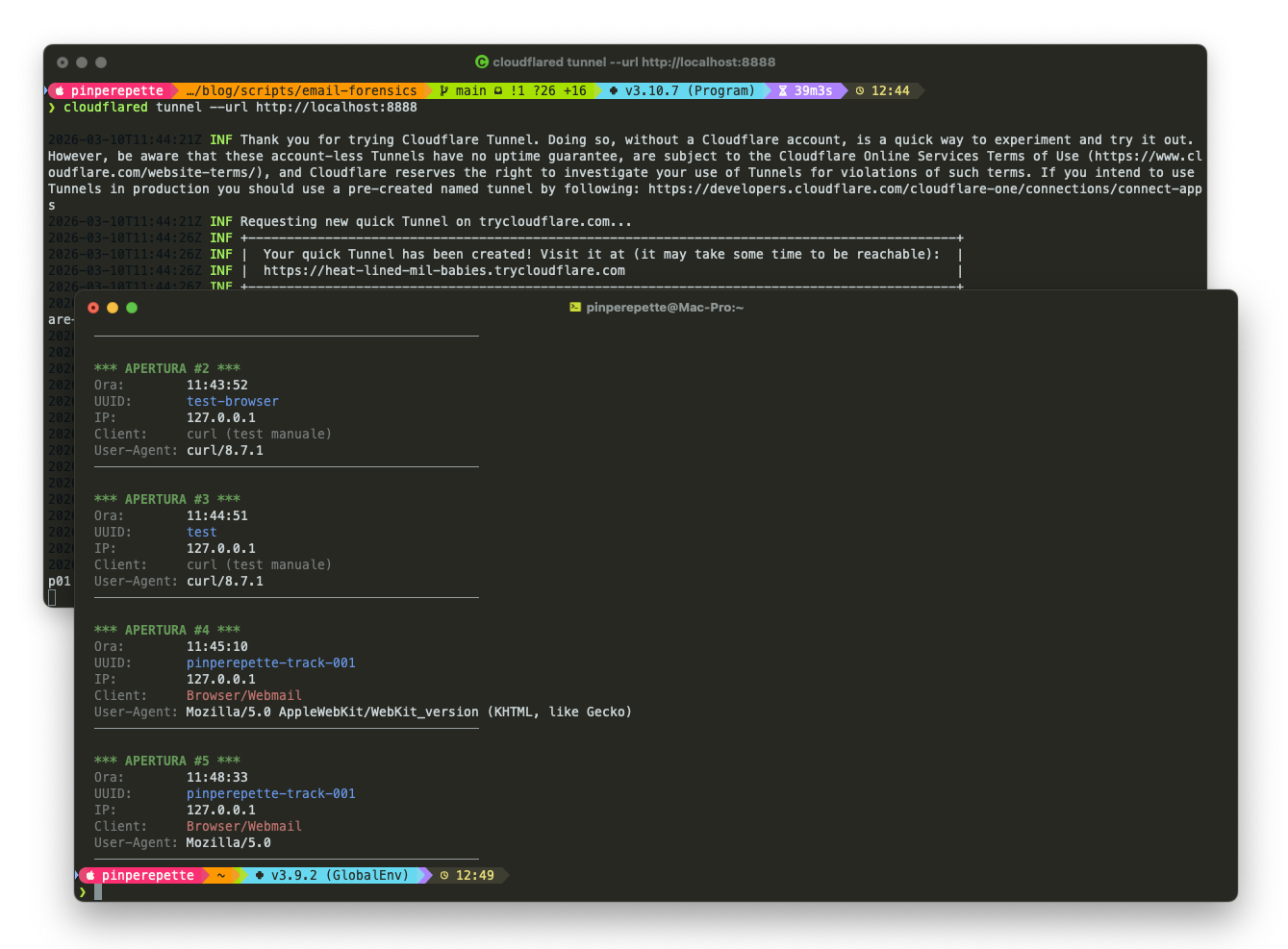 Log del pixel server con aperture multiple