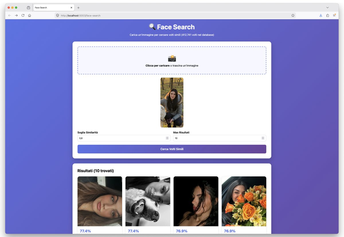 Il motore di ricerca facciale in funzione: caricata una foto del rospo, restituisce le sue foto dal database con le percentuali di similarità