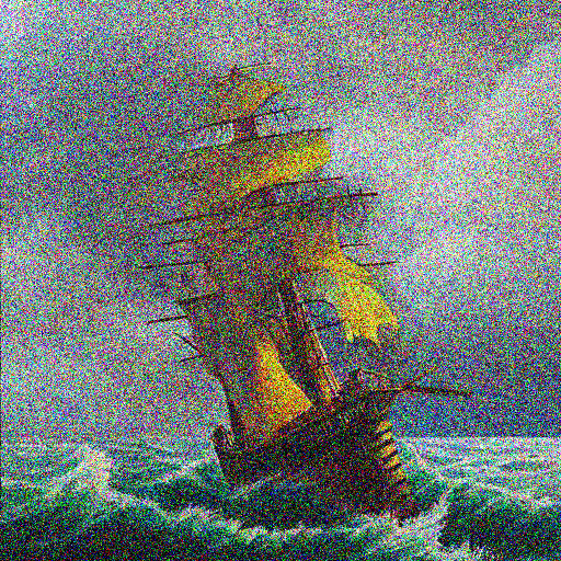 t=100: rumore moderato